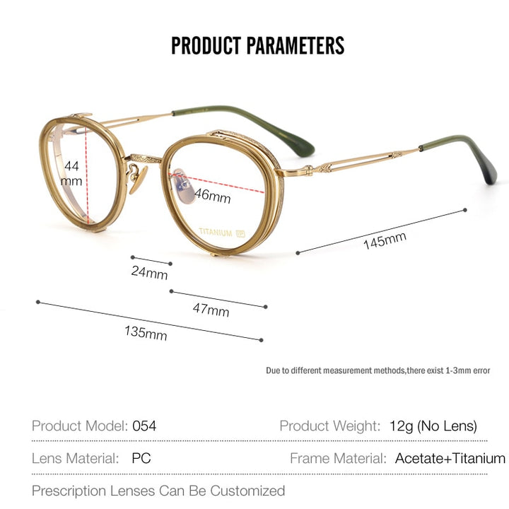 Muzz Unisex Full Rim Irregular Round Acetate Titanium Eyeglasses E004 Full Rim Muzz