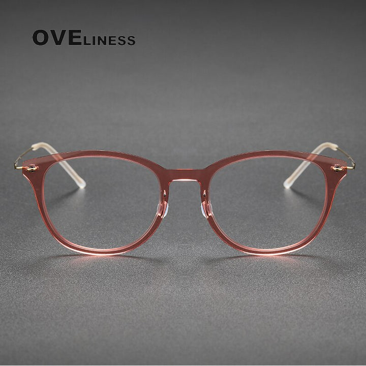 Oveliness Unisex Full Rim Round Acetate Titanium Eyeglasses 6506 Full Rim Oveliness