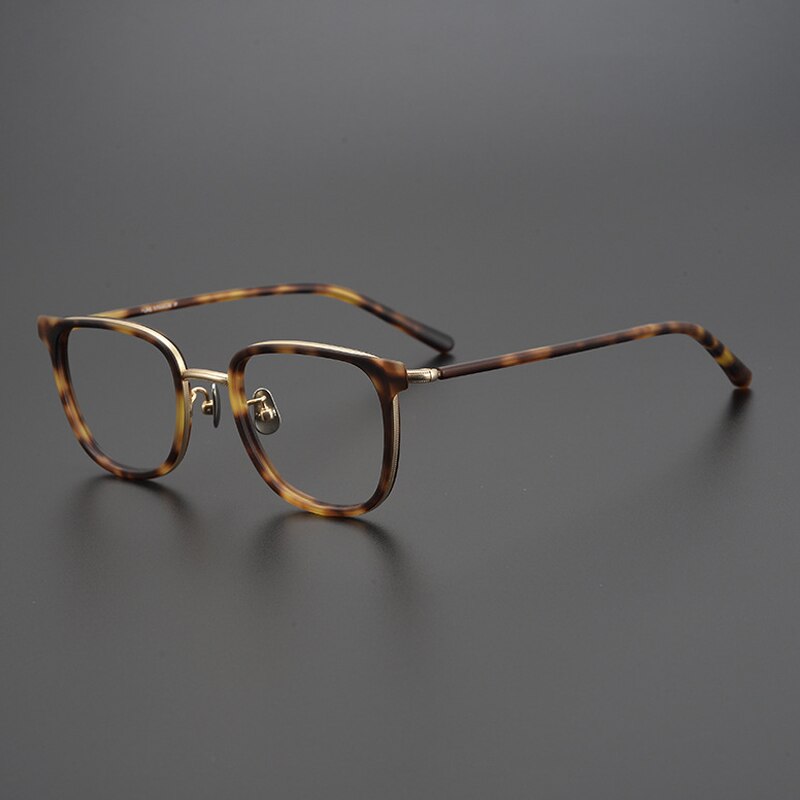 Gatenac Unisex Full Rim Square Acetate Titanium Eyeglasses Gxyj995 Full Rim Gatenac Tortoiseshell