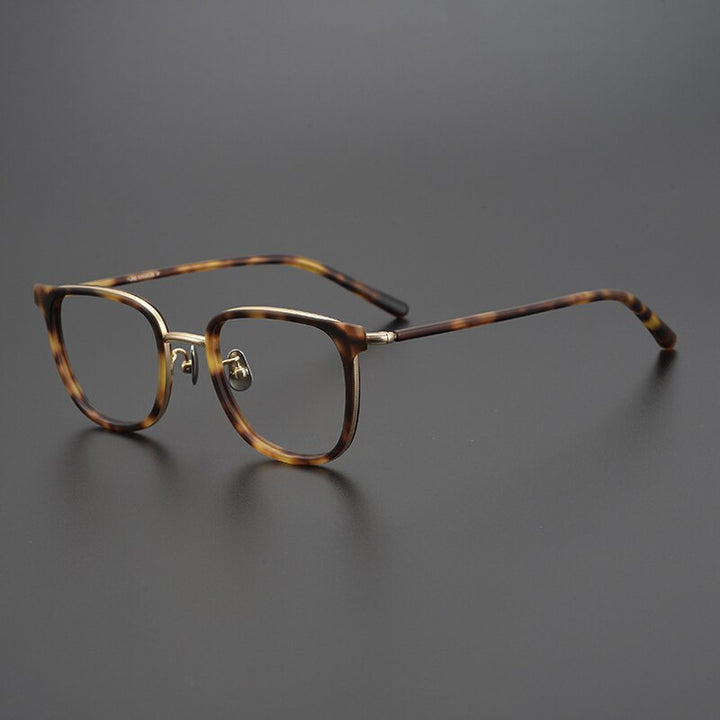 Gatenac Unisex Full Rim Square Acetate Titanium Eyeglasses Gxyj995 Full Rim Gatenac Tortoiseshell