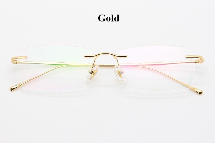 Bclear Unisex Rimless Square Titanium Frame Eyeglasses My632 Rimless Bclear Gold
