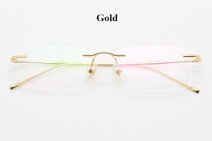Bclear Unisex Rimless Square Titanium Frame Eyeglasses My632 Rimless Bclear Gold