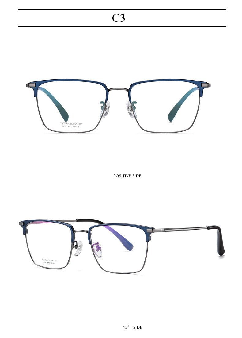 Hotochki Men's Full Rim Square Titanium Frame Eyeglasses Yj2037 Full Rim Hotochki
