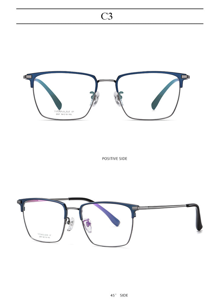 Hotochki Men's Full Rim Square Titanium Frame Eyeglasses Yj2037 Full Rim Hotochki