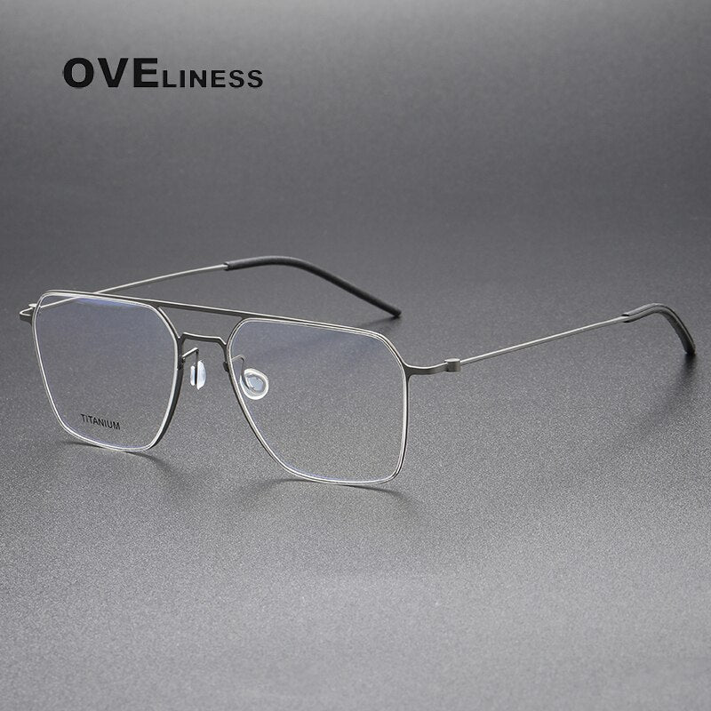 Oveliness Unisex Full Rim Square Double Bridge Titanium Eyeglasses 5517 Full Rim Oveliness gun