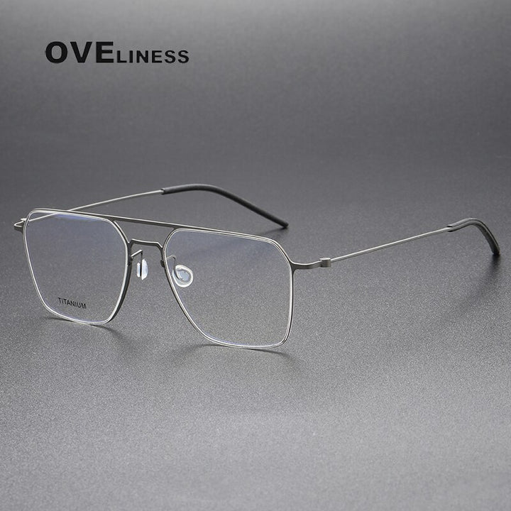 Oveliness Unisex Full Rim Square Double Bridge Titanium Eyeglasses 5517 Full Rim Oveliness gun