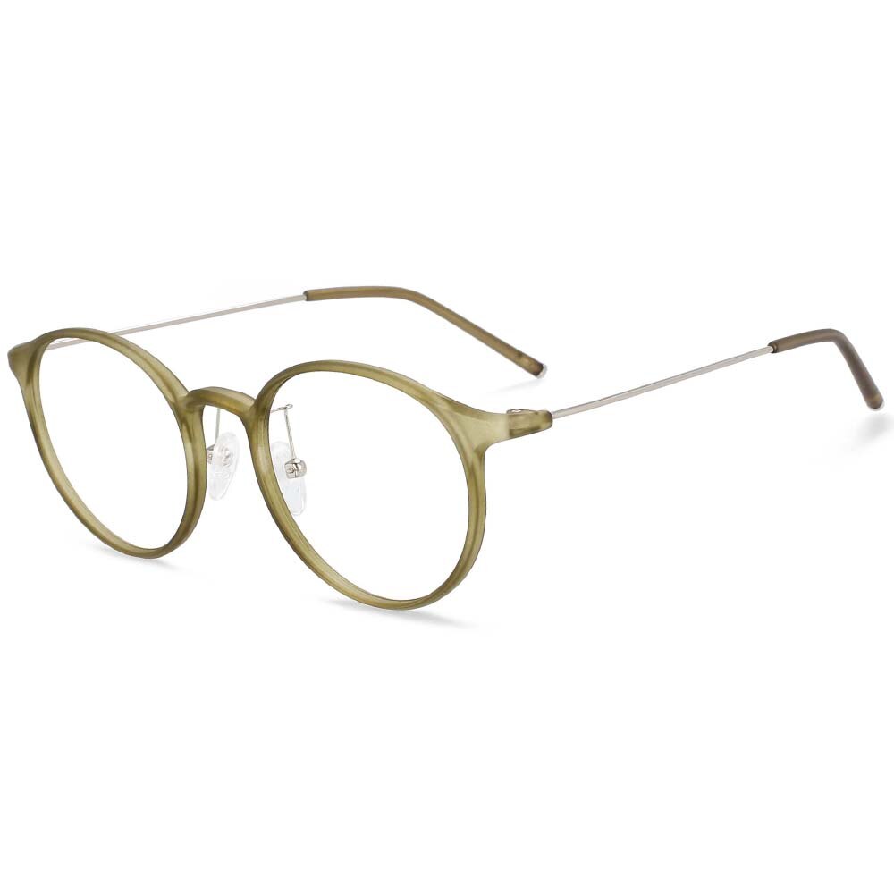 CCspace Unisex Full Rim Round Tr 90 Titanium Frame Eyeglasses 54274 Full Rim CCspace China C70matte-green