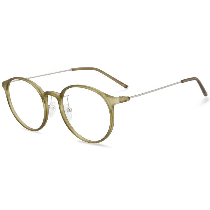 CCspace Unisex Full Rim Round Tr 90 Titanium Frame Eyeglasses 54274 Full Rim CCspace China C70matte-green
