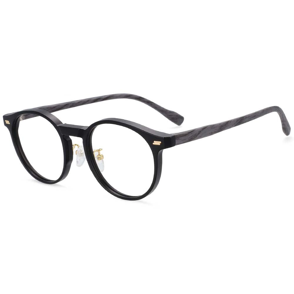 CCspace Unisex Full Rim Round Tr 90 Titanium Frame Eyeglasses 54314 Full Rim CCspace China matte-black
