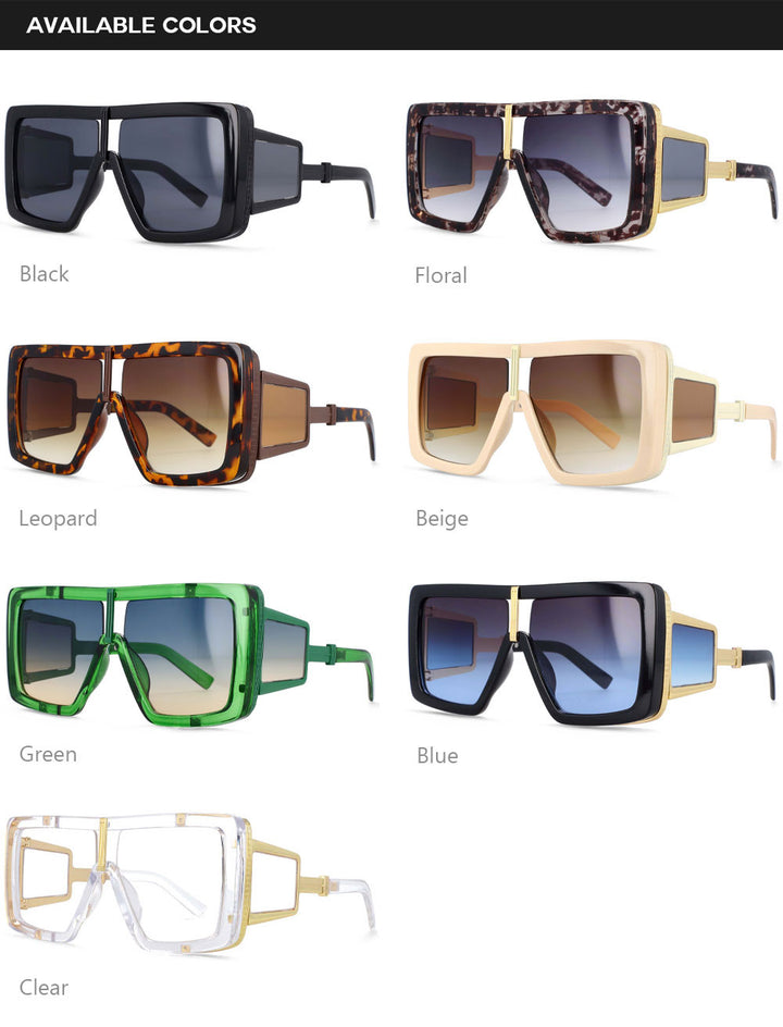 CCspace Women's Full Rim Oversized Square Resin Double Bridge Frame Sunglasses 54222 Sunglasses CCspace Sunglasses