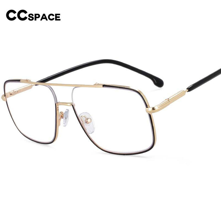 CCspace Unisex Full Rim Square Alloy Double Bridge Frame Eyeglasses 54240 Full Rim CCspace