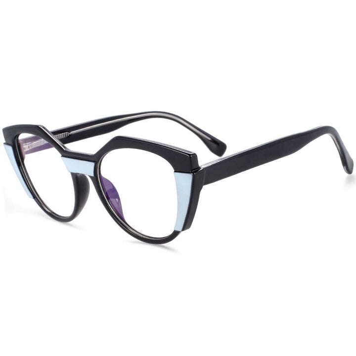 CCspace Unisex Full Rim Round Cat Eye Tr 90 Titanium Frame Eyeglasses 54170 Full Rim CCspace Blue