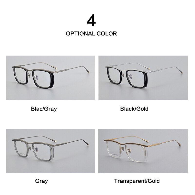 Muzz Unisex Full Rim Square Acetate Titanium Eyeglasses R1ki Full Rim Muzz