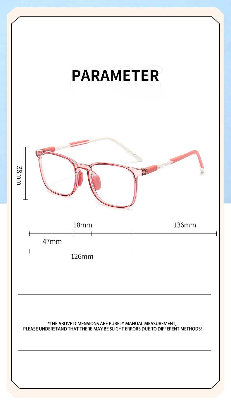 CCspace Unisex Youth Full Rim Square Silicone Eyeglasses 54671 Full Rim CCspace