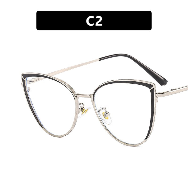 CCspace Women's Full Rim Square Cat Eye Acetate Alloy Eyeglasses 54550 Full Rim CCspace China SilverBlack
