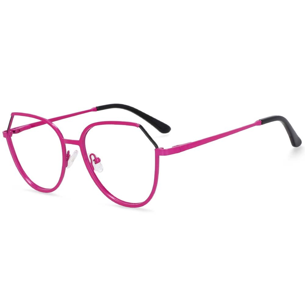 CCspace Unisex Full Rim Round Cat Eye Alloy Frame Eyeglasses 54178 Full Rim CCspace red-black China