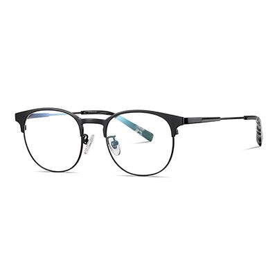 Ralferty Men's Full Rim Round Titanium Eyeglasses D906t Full Rim Ralferty C91 Matt Black China 