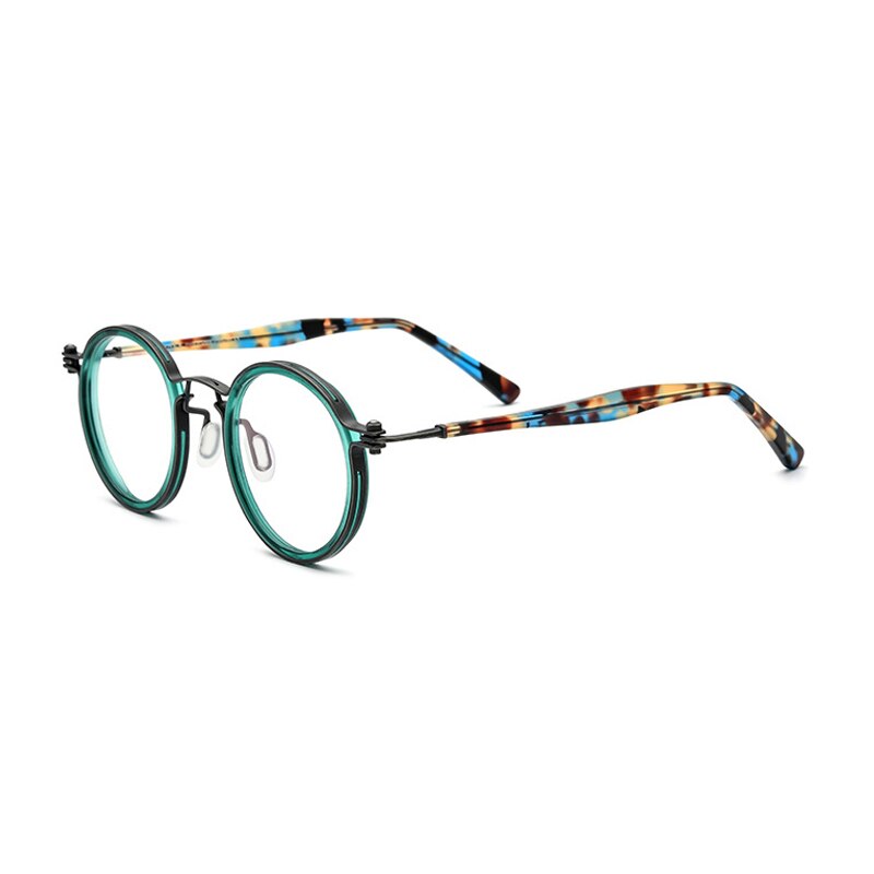 Gatenac Unisex Full Rim Round β Titanium Acetate Frame Eyeglasses Gxyj737 Full Rim Gatenac Green