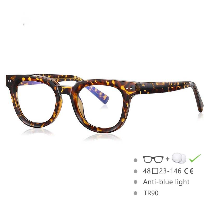 CCSpace Unisex Full Rim Square Tr 90 Titanium Frame Eyeglasses 54560 Full Rim CCspace China Leopard