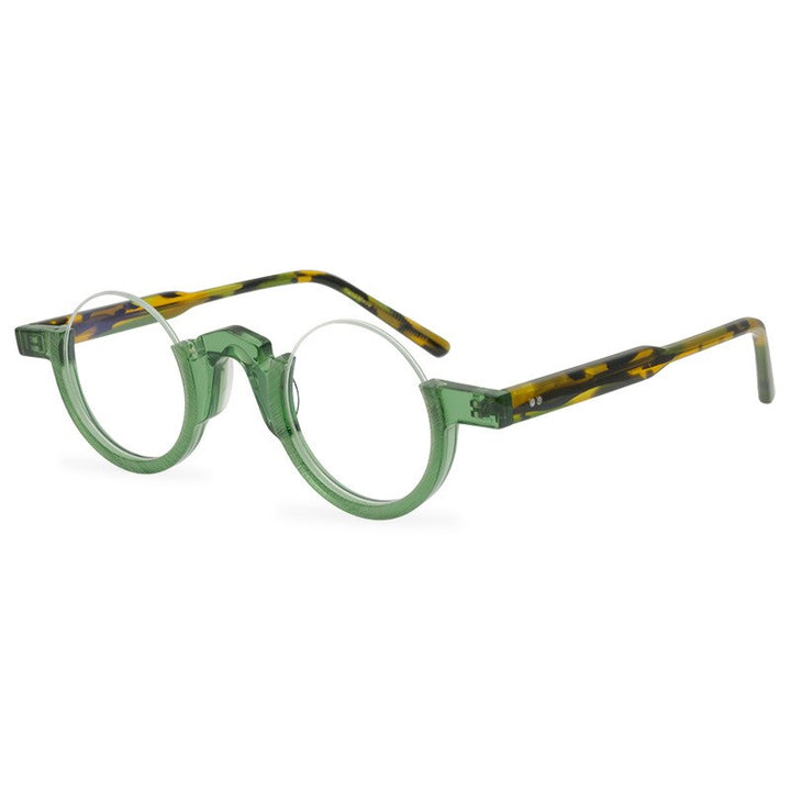 CCspace Unisex Semi Rim Round Acetate Eyeglasses 55258 Semi Rim CCspace GreenClear China