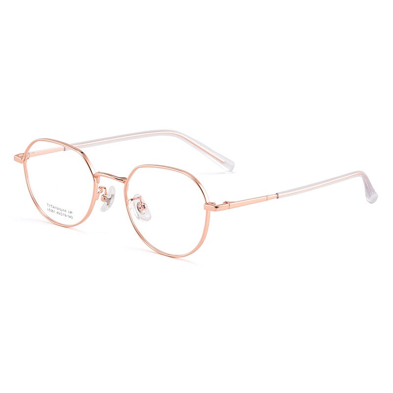 Bclear Unisex Full Rim Polygon Titanium Eyeglasses Lb5361 Full Rim Bclear Rose Gold