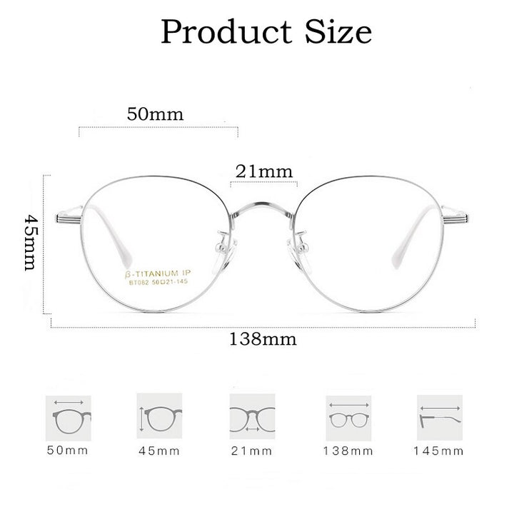 Yimaruili Unisex Full Rim Polygonal Titanium Eyeglasses Bt082t Full Rim Yimaruili Eyeglasses