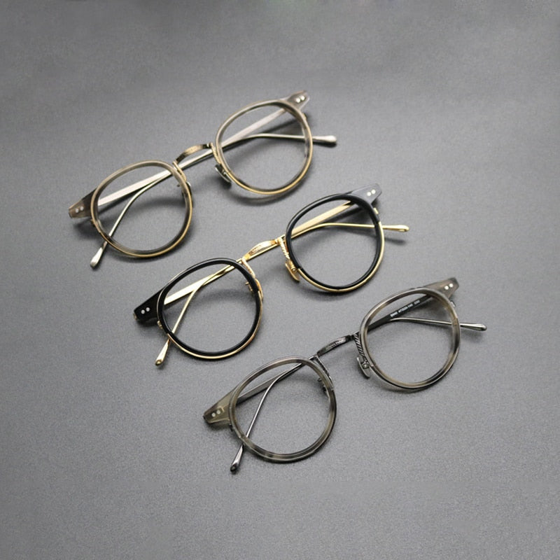 Gatenac Unisex Full Rim Round Titanium Acetate Frame Eyeglasses Gxyj474 Full Rim Gatenac