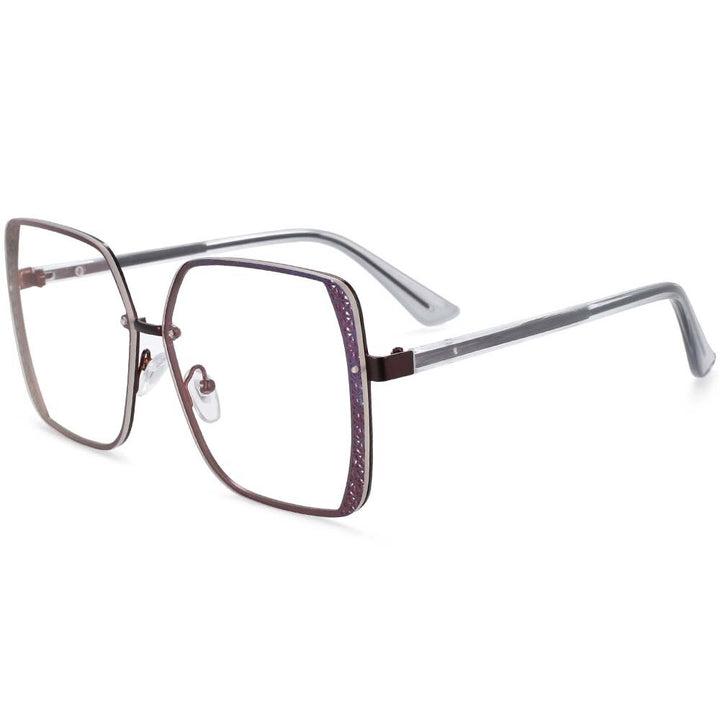 CCspace Women's Full Rim Square Hollow Alloy Frame Eyeglasses 54205 Full Rim CCspace Coffee