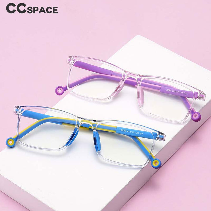 CCspace Unisex Youth Full Rim Square Silicone Eyeglasses 54673 Full Rim CCspace