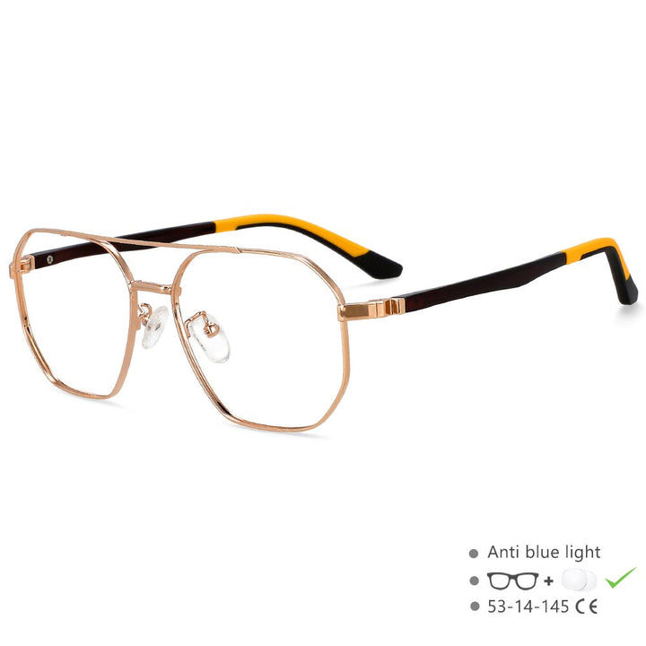 CCspace Unisex Full RIm Oval Double Bridge Alloy Eyeglasses 55604 Full Rim CCspace China Yellow