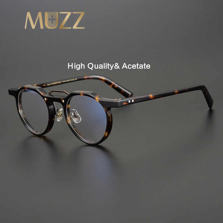 Muzz Unisex Full Rim Round Acetate Frame Double Bridge Eyeglasses 56008 Full Rim Muzz