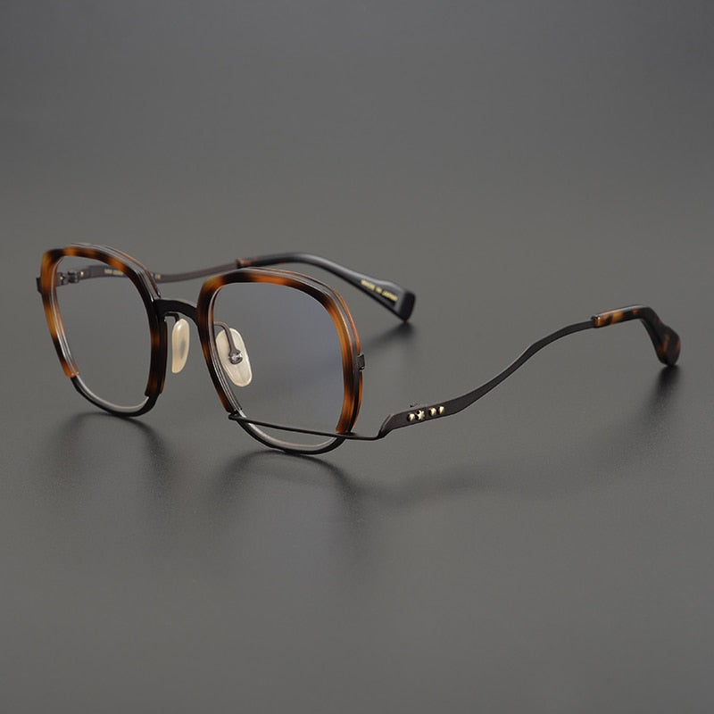 Gatenac Unisex Full Rim Irregular Square Titanium Acetate Eyeglasses Gxyj868 Full Rim Gatenac
