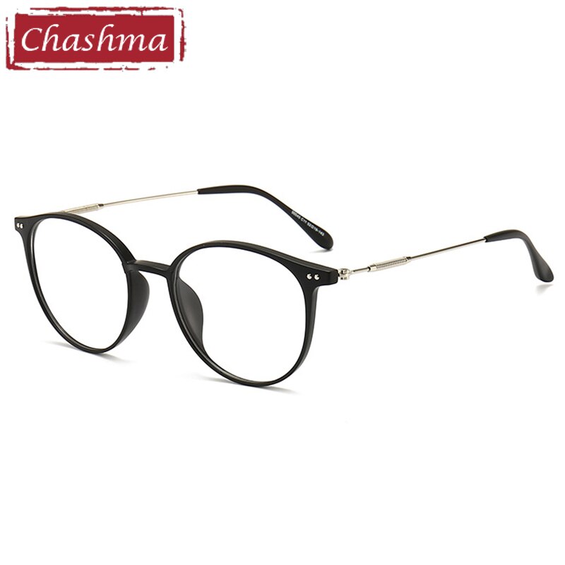 Chashma Unisex TR 90 Titanium Round Full Rim Frame Eyeglasses 90045 Full Rim Chashma Matte Black
