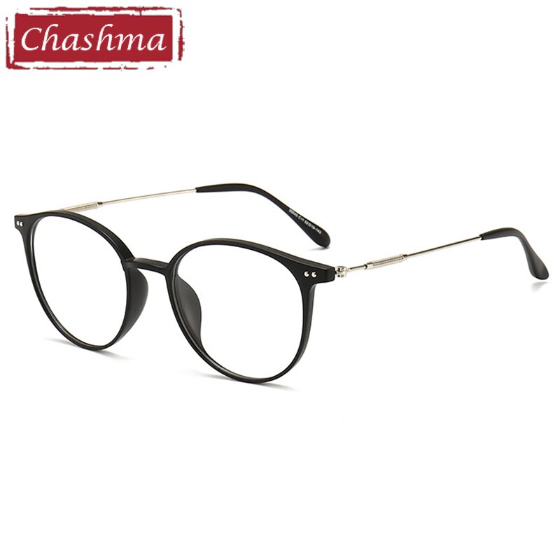 Chashma Unisex TR 90 Titanium Round Full Rim Frame Eyeglasses 90045 Full Rim Chashma Matte Black  