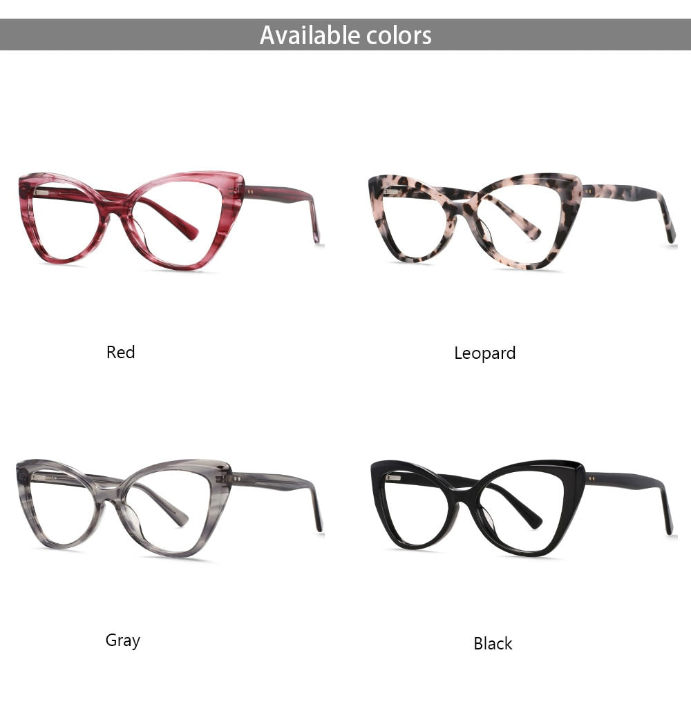 CCspace Women's Full Rim Square Cat Eye Acetate Eyeglasses 55032 Full Rim CCspace