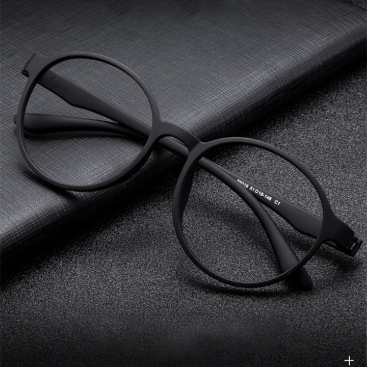 Handoer Unisex Full Rim Round Tr 90 Rubber Titanium Hyperopic Reading Glasses 66016 Reading Glasses Handoer