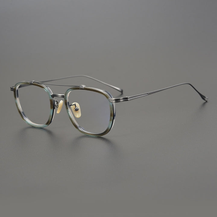 Gatenac Unisex Full Rim Square Titanium Acetate Double Bridge Frame Eyeglasses Gxyj809 Full Rim Gatenac