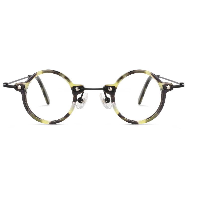 CCspace Unisex Full Rim Small Round Acetate Titanium Eyeglasses 55324 Full Rim CCspace C3Green China