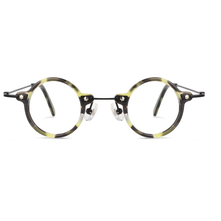 CCspace Unisex Full Rim Small Round Acetate Titanium Eyeglasses 55324 Full Rim CCspace C3Green China