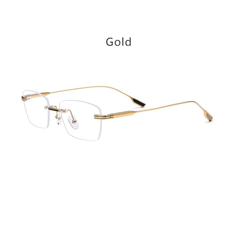 Hdcrafter Unisex Rimless Polygon Square Titanium Eyeglasses 10093 Rimless Hdcrafter Eyeglasses Yellow