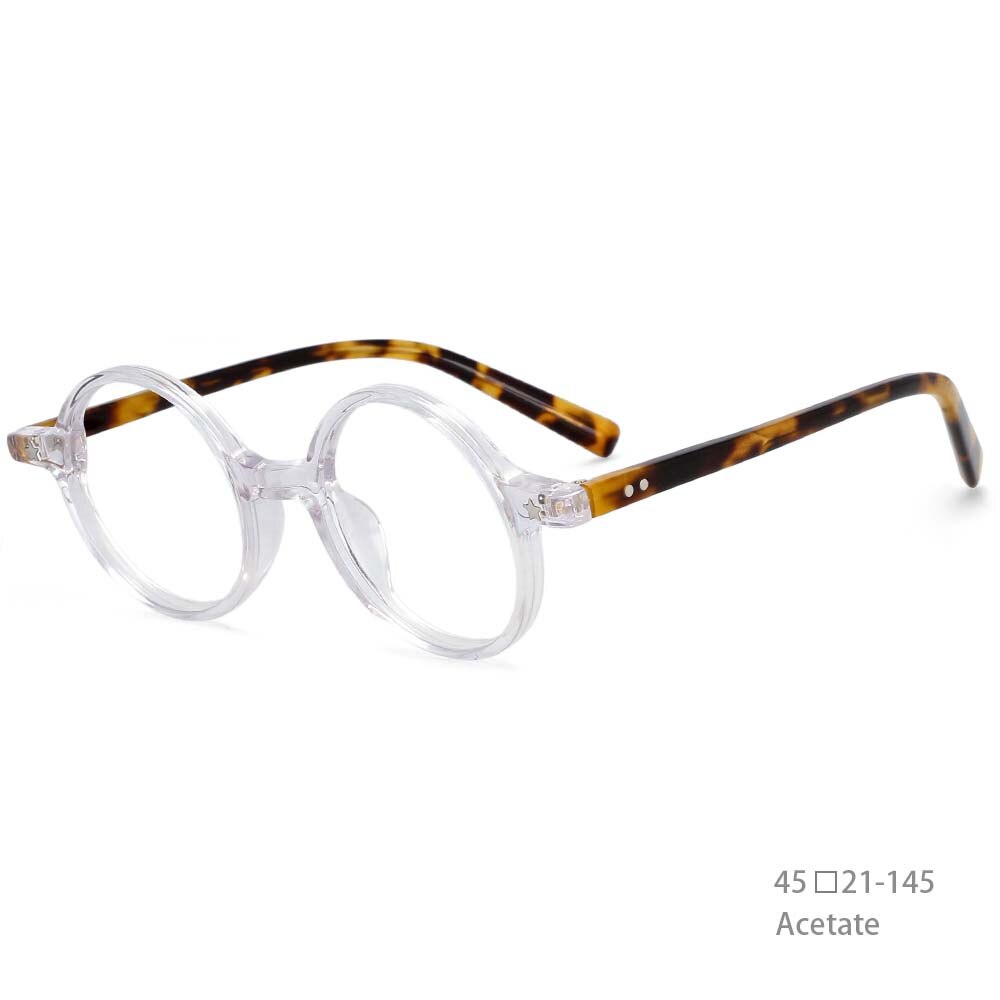 CCspace Unisex Full Rim Round Acetate Frame Eyeglasses 49424 Full Rim CCspace Clear China