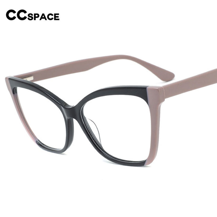 CCspace Women's Full Rim Square Cat Eye Acetate Eyeglasses 55285 Full Rim CCspace
