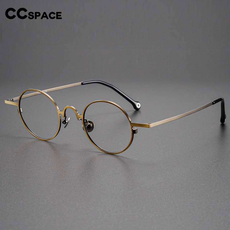 CCspace Unisex Full Rim Round Titanium Alloy Eyeglasses 54909 Full Rim CCspace