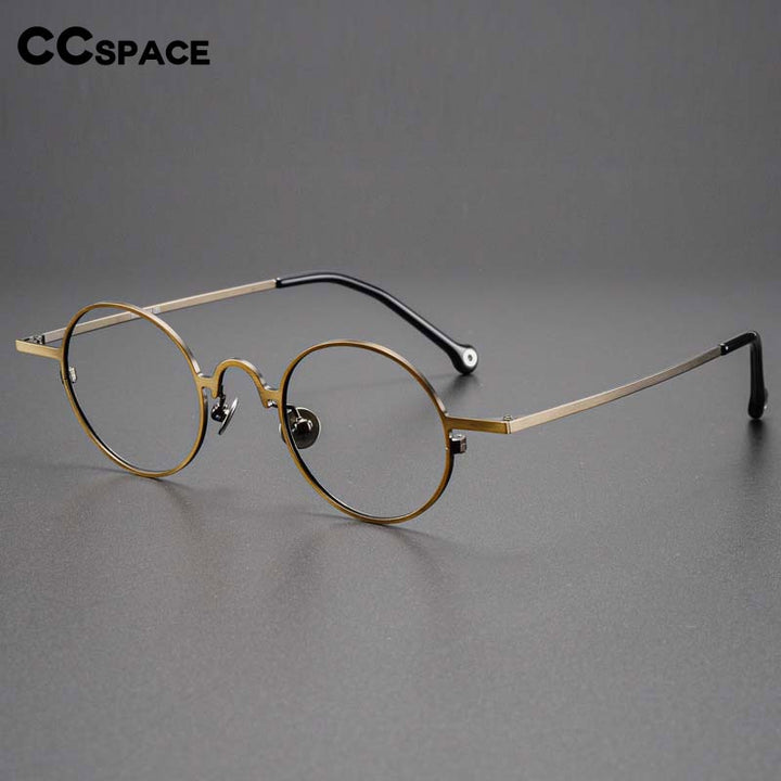 CCspace Unisex Full Rim Round Titanium Alloy Eyeglasses 54909 Full Rim CCspace