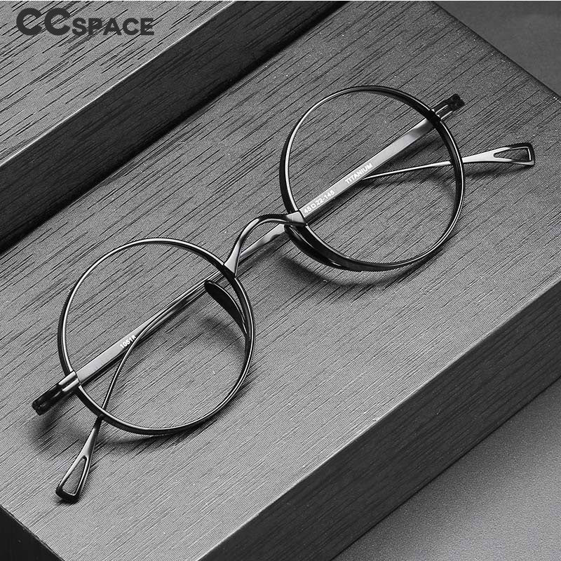 CCspace Unisex Full Rim Hand Crafted Round Titanium Frame Eyeglasses 54595 Full Rim CCspace