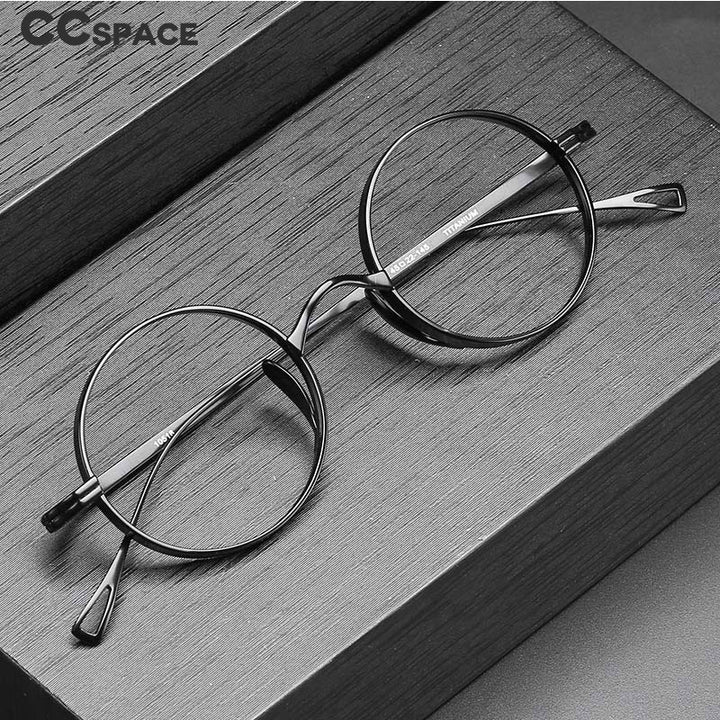 CCspace Unisex Full Rim Hand Crafted Round Titanium Frame Eyeglasses 54595 Full Rim CCspace