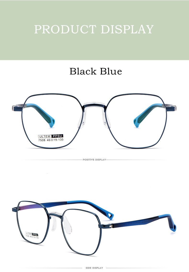 Yimaruili Unisex Children's Full Rim Polygon Square Ultem Frame Eyeglasses 7508S Full Rim Yimaruili Eyeglasses