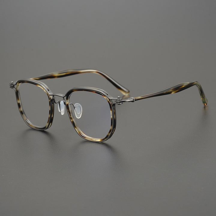 Gatenac Unisex Full Rim Square Titanium Acetate Frame Eyeglasses Gxyj815 Full Rim Gatenac