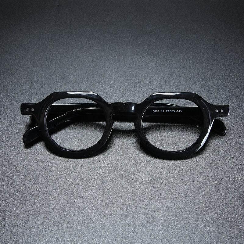 Gatenac Unisex Full Rim Round Square Acetate Eyeglasses Gxyj912 Full Rim Gatenac Black