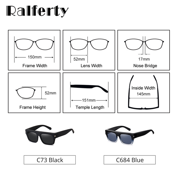 Ralferty Unisex Full Rim Square Tr 90 Acetate Polarized Overlay Sunglasses D7527 Clip On Sunglasses Ralferty   